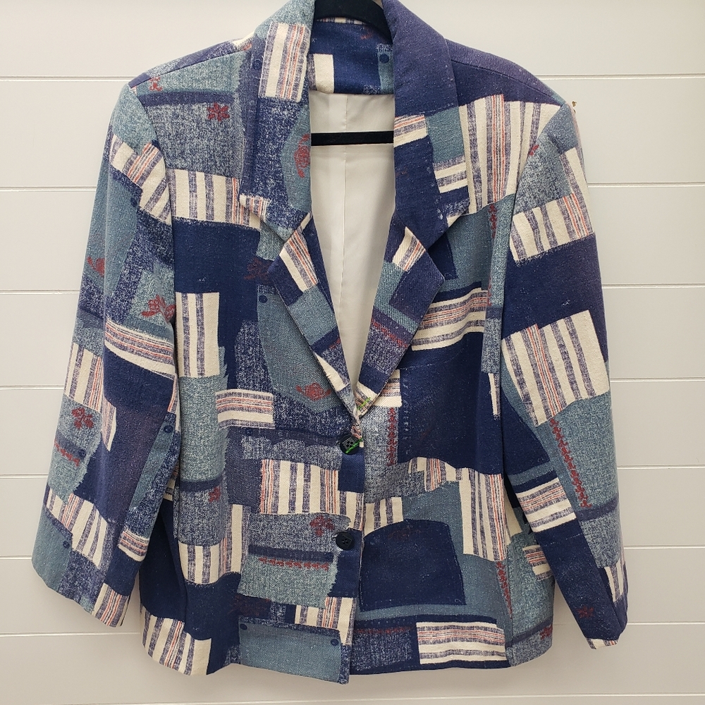 Vintage Retro Color Block Blazer